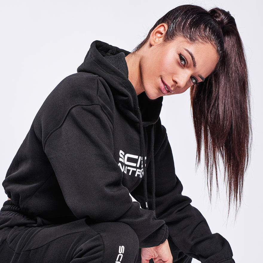 LAILA női crop pulóver - fekete