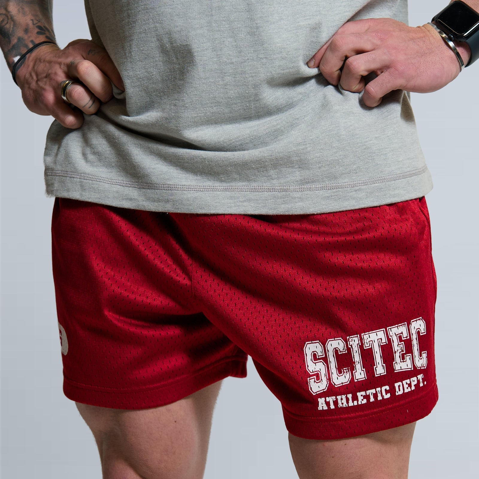 Scitec Athletic dept mesh férfi piros rövidnadrág